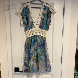 Love Binetti Punta Del Este Silk Dress Women's Size US 6 NWT Boho Tropical Beach